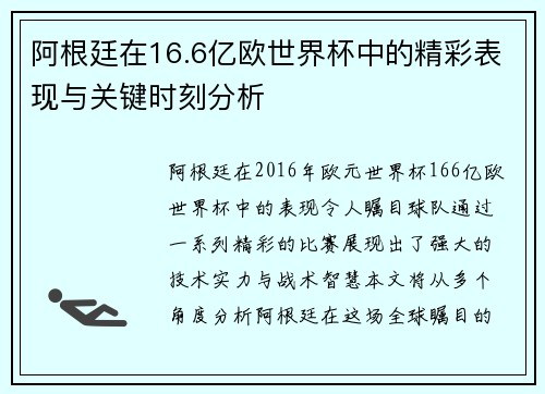 阿根廷在16.6亿欧世界杯中的精彩表现与关键时刻分析
